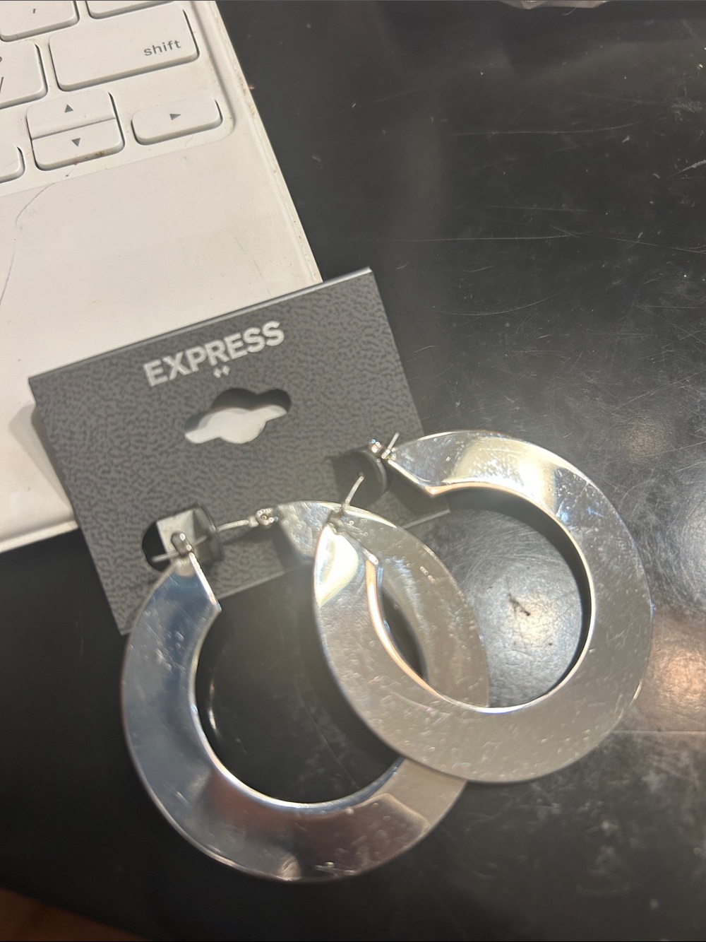 Express Silver Flat Hoop Earrings - Women Accessories